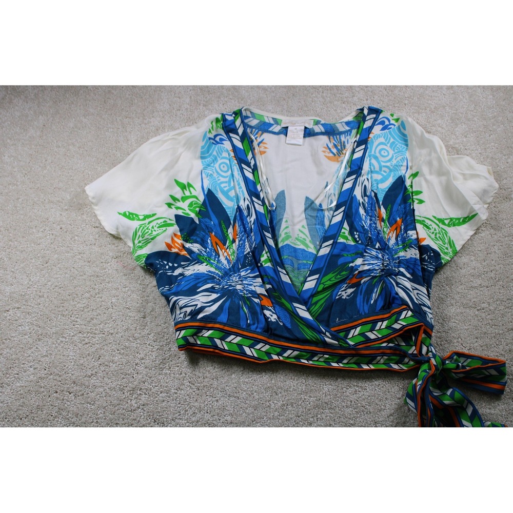 Jealous Tomato Wrap Top Womens Medium Floral Print Tie Waist Boho‎ Chic Blouse